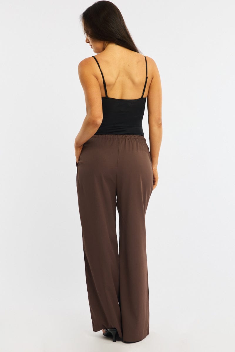 Red Wide Leg Pants Elasticated Waist