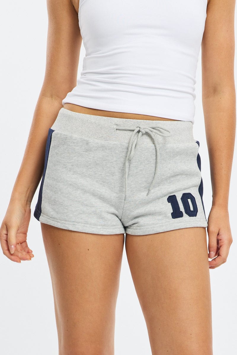 Grey Track Shorts Colour Block