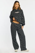 Black Polka Dot Track Pants Wide Leg