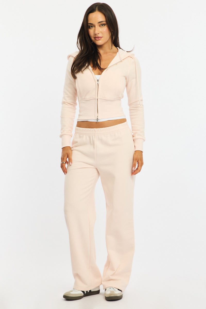 Pink Track Pants Wide Leg