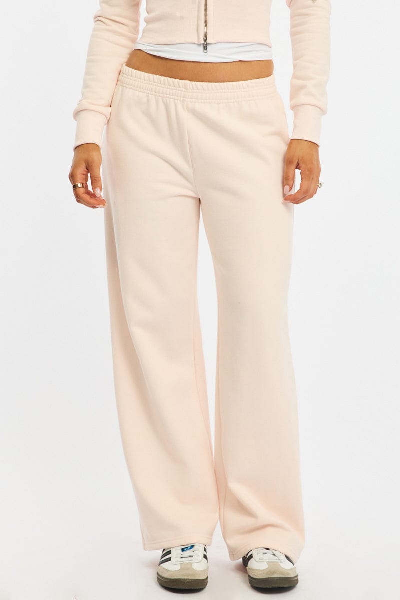 Pink Track Pants Wide Leg
