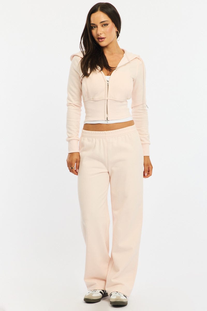 Pink Track Pants Wide Leg