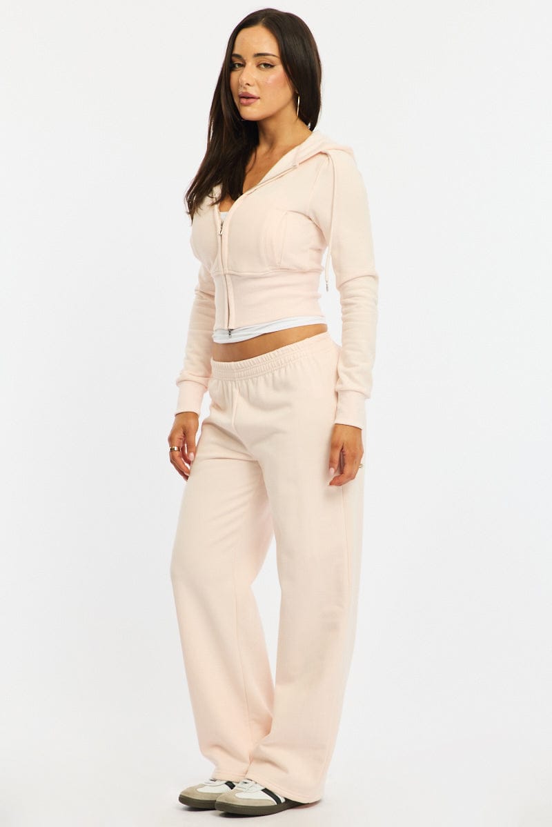 Pink Track Pants Wide Leg