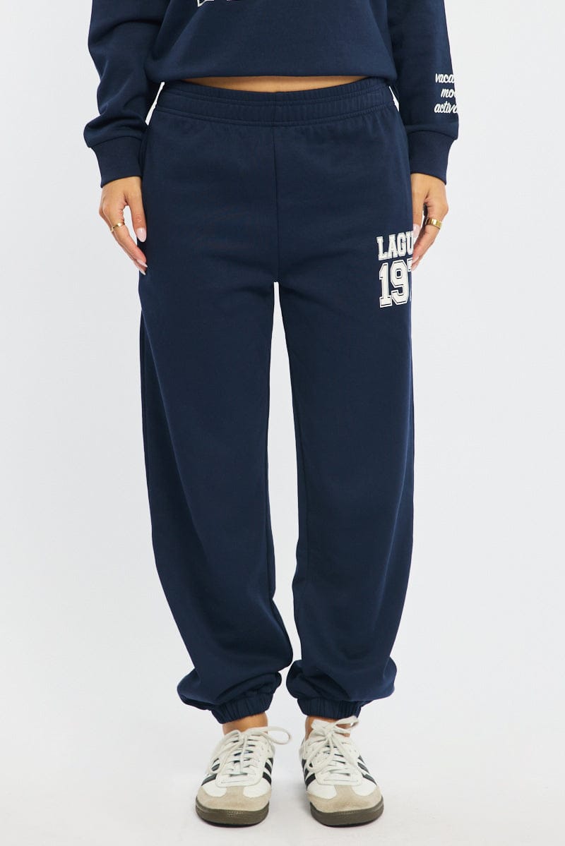 Blue Track Pants Elasticated Waist