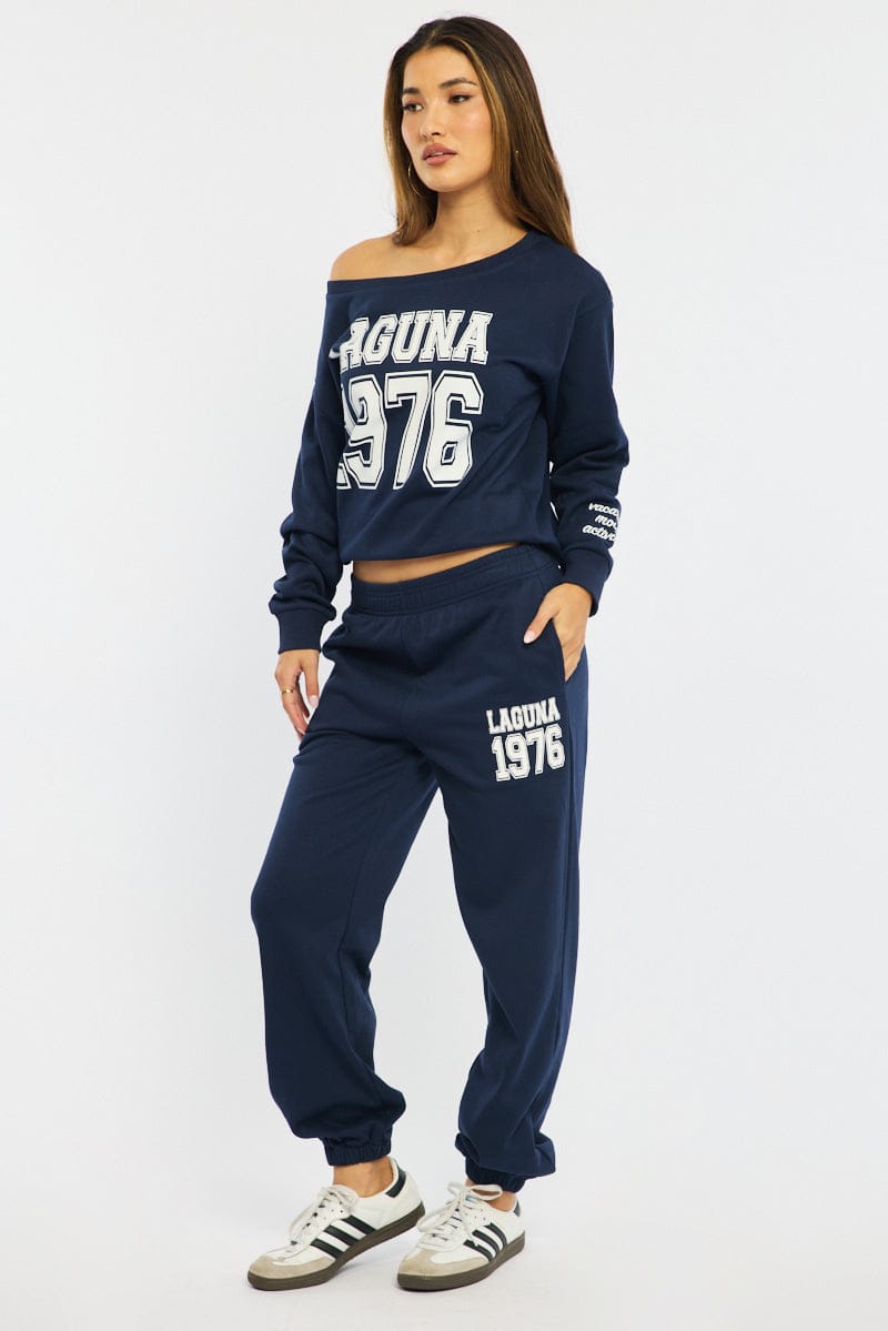 Blue Track Pants Elasticated Waist