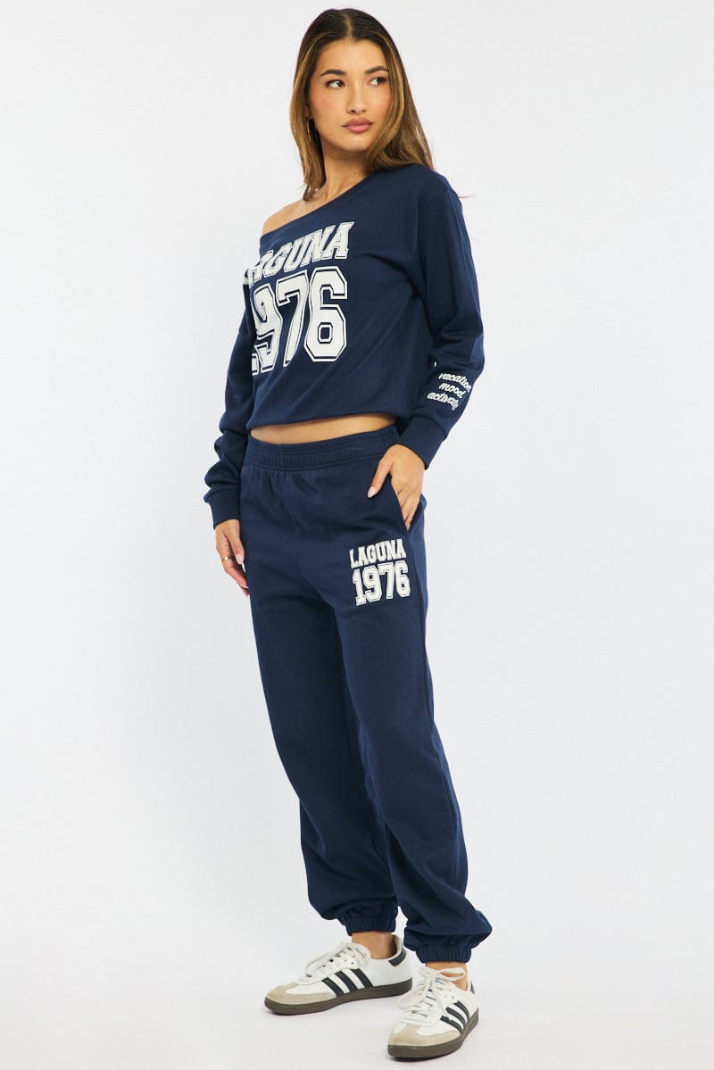 Blue Track Pants Elasticated Waist