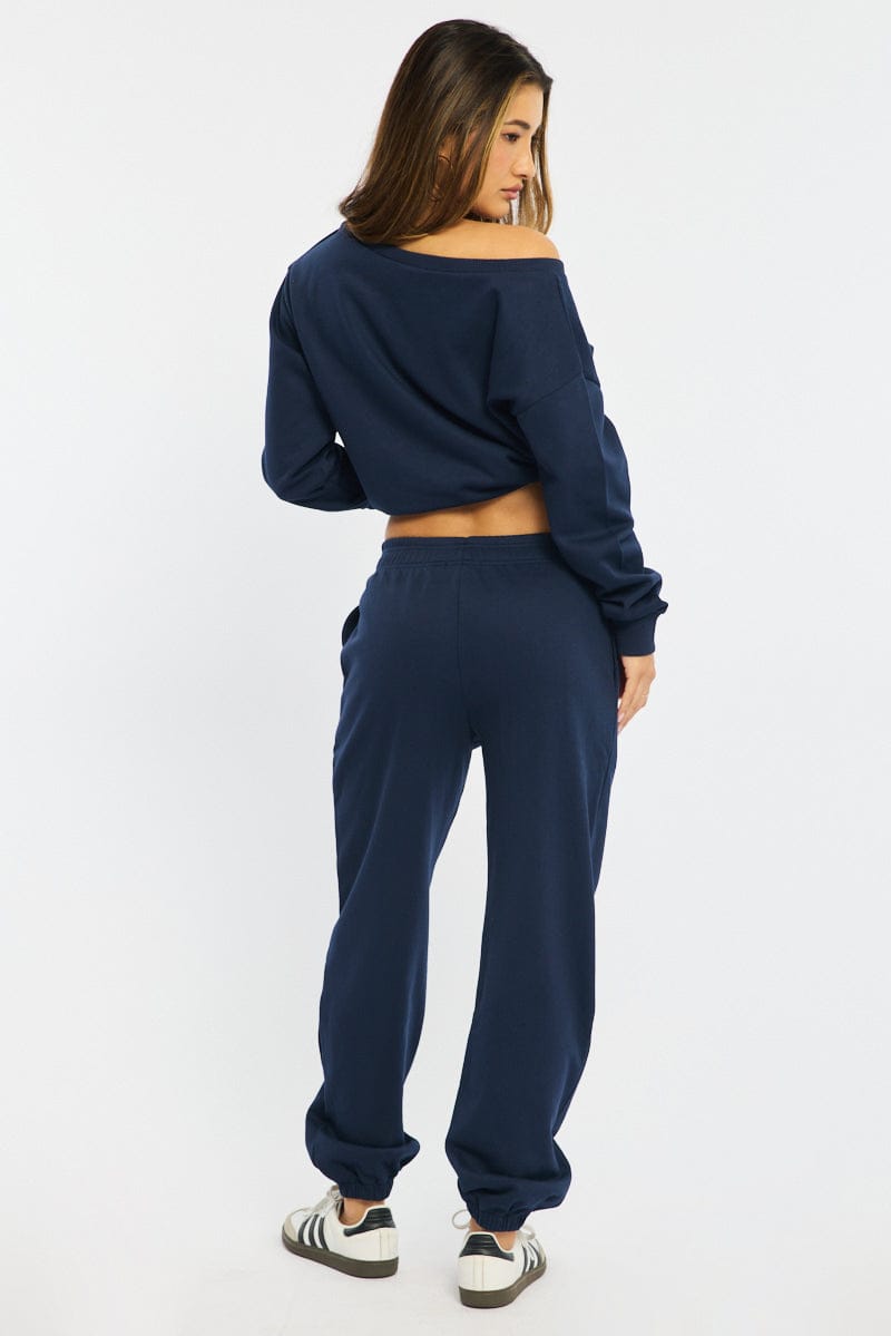 Blue Track Pants Elasticated Waist