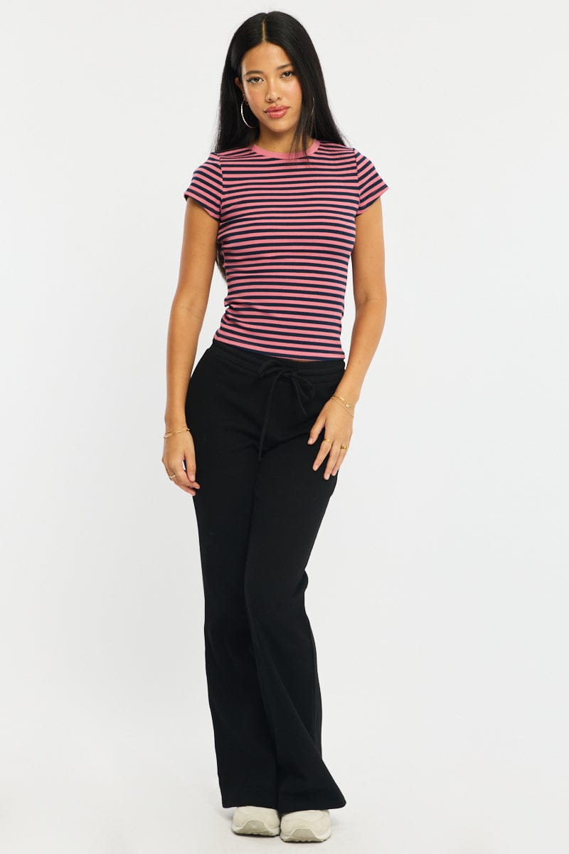 Black Flare Leg Pants Mid Rise