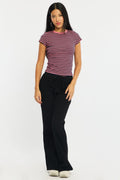Black Flare Leg Pants Mid Rise