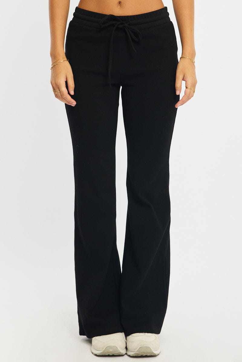 Black Flare Leg Pants Mid Rise
