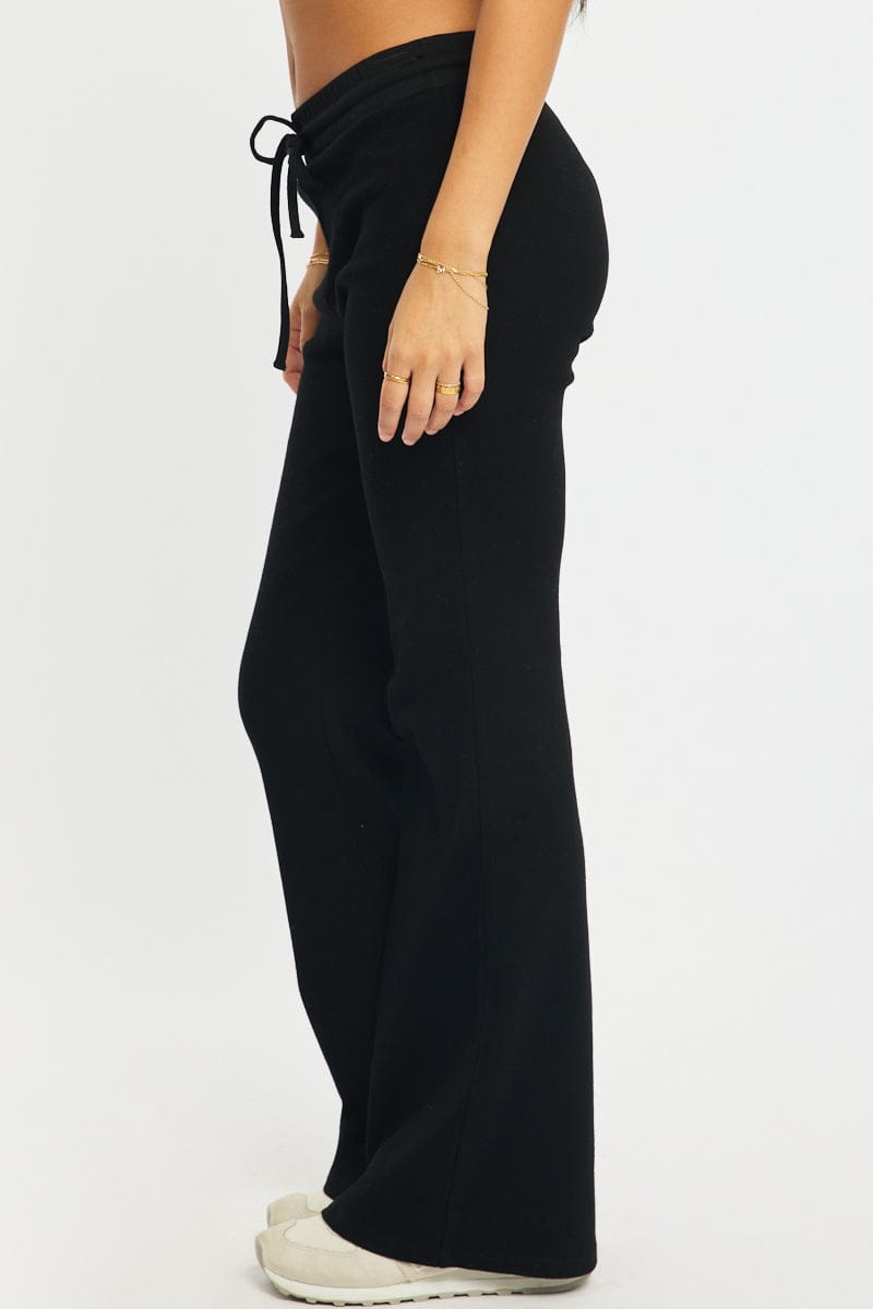 Black Flare Leg Pants Mid Rise