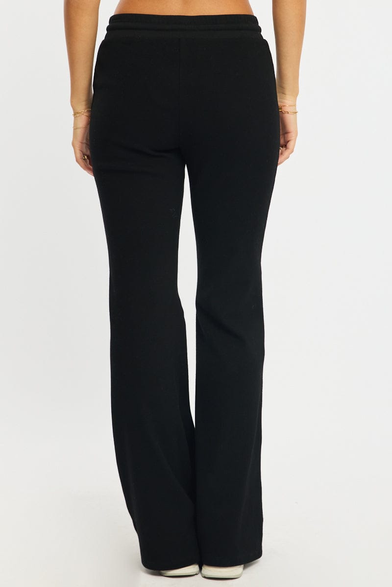 Black Flare Leg Pants Mid Rise