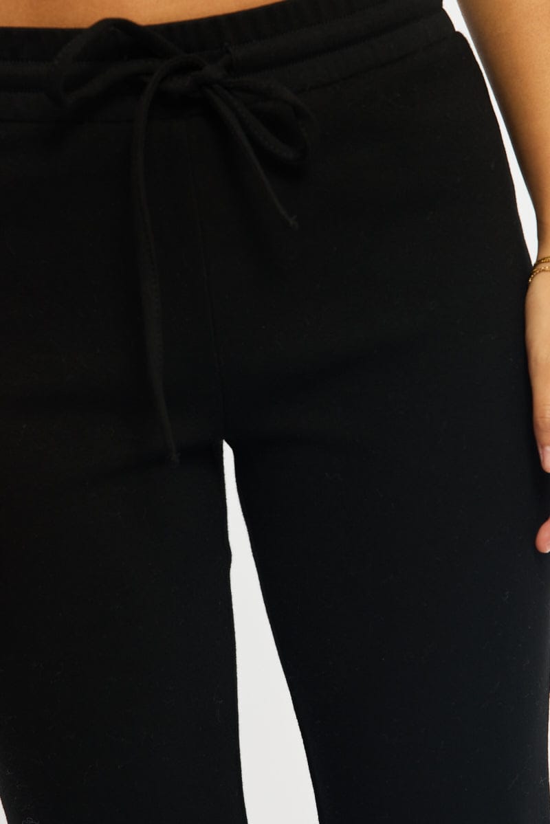 Black Flare Leg Pants Mid Rise