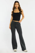 Grey Flare Leg Pants Mid Rise