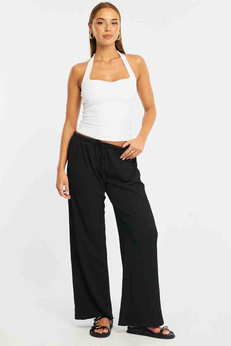 Black Wide Leg Pants Elasticated Waist