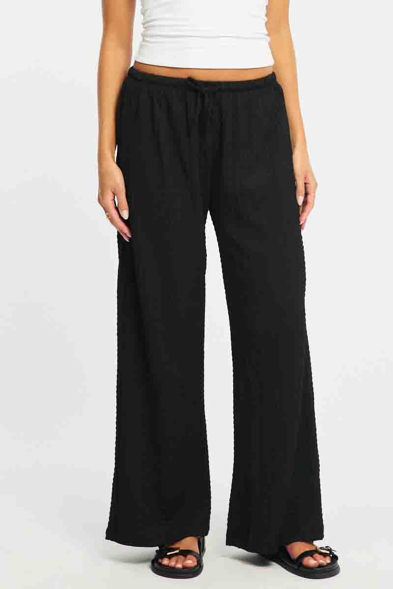 Black Wide Leg Pants Elasticated Waist
