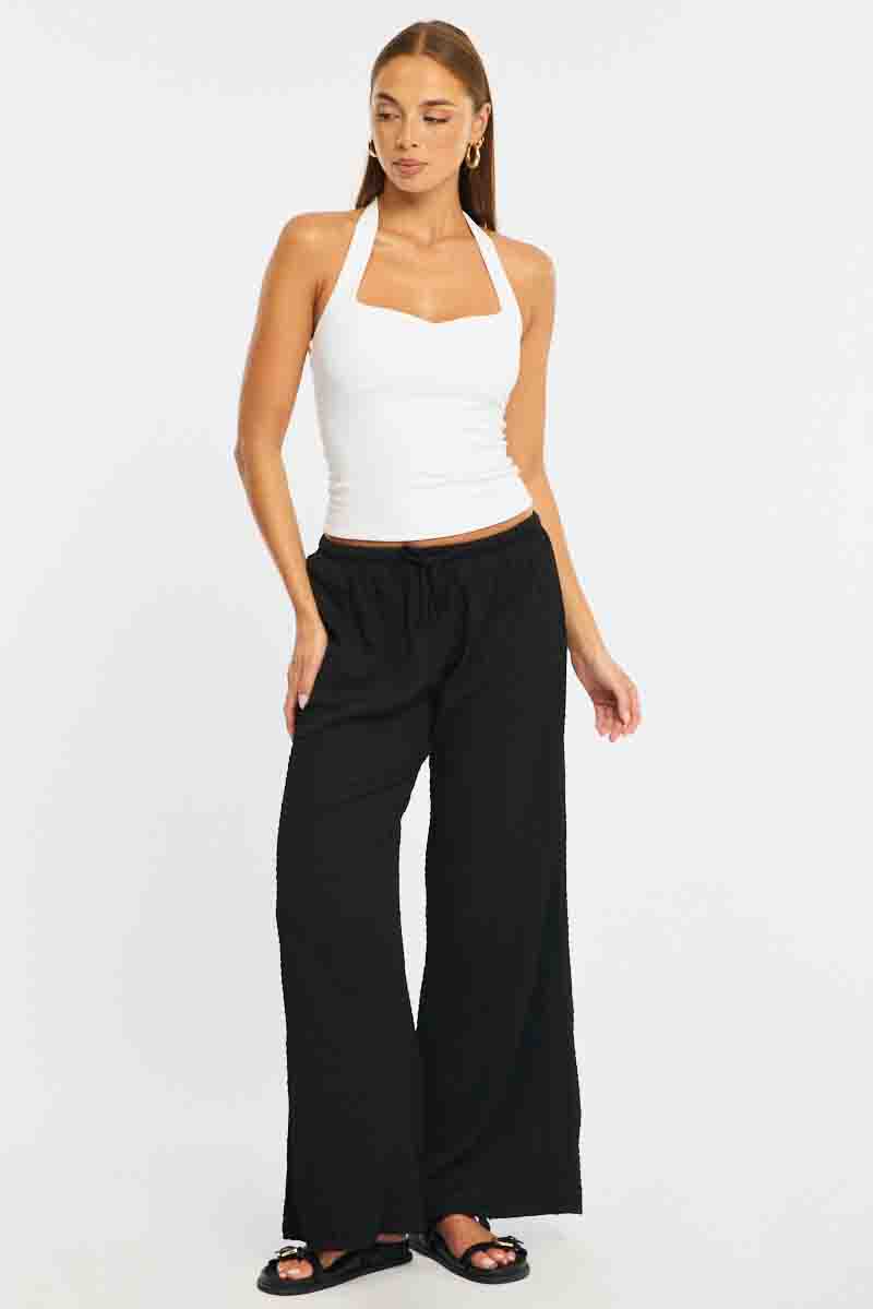 Black Wide Leg Pants Elasticated Waist