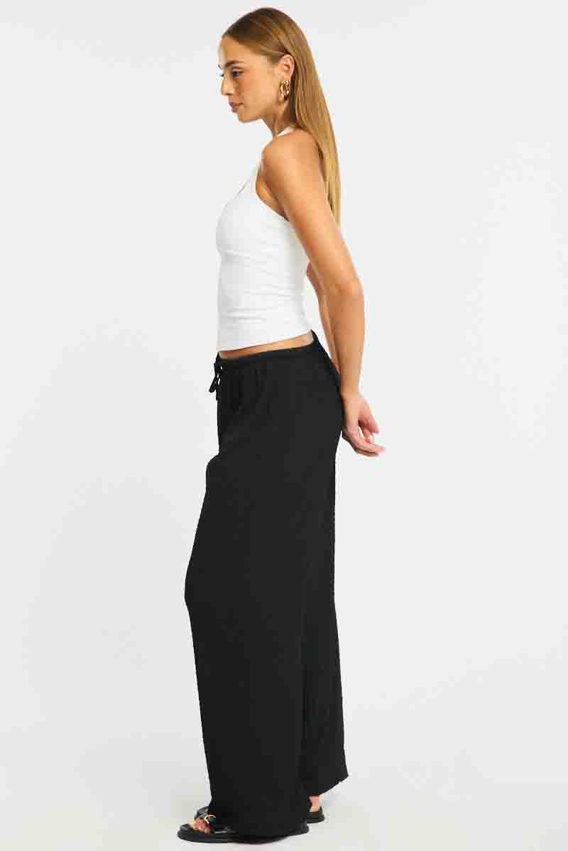 Black Wide Leg Pants Elasticated Waist