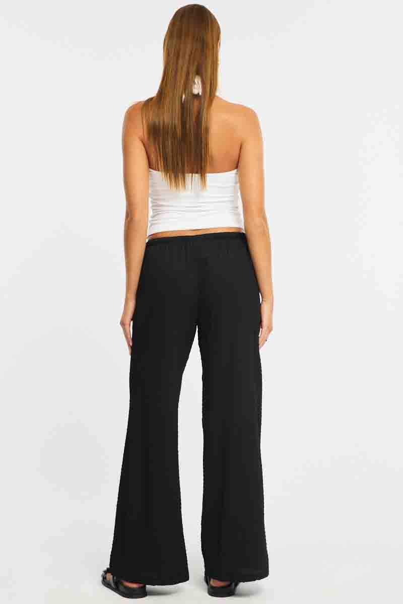 Black Wide Leg Pants Elasticated Waist