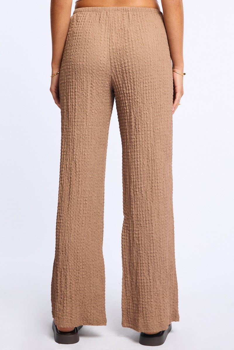 Brown Wide Leg Pants Elasticated Waist