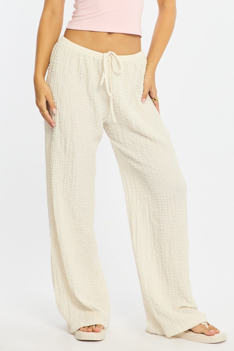 White Wide Leg Pants Elasticated Waist