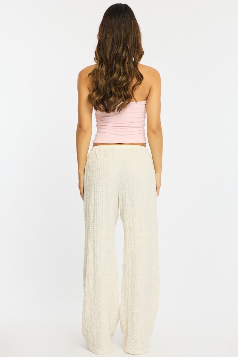 White Wide Leg Pants Elasticated Waist