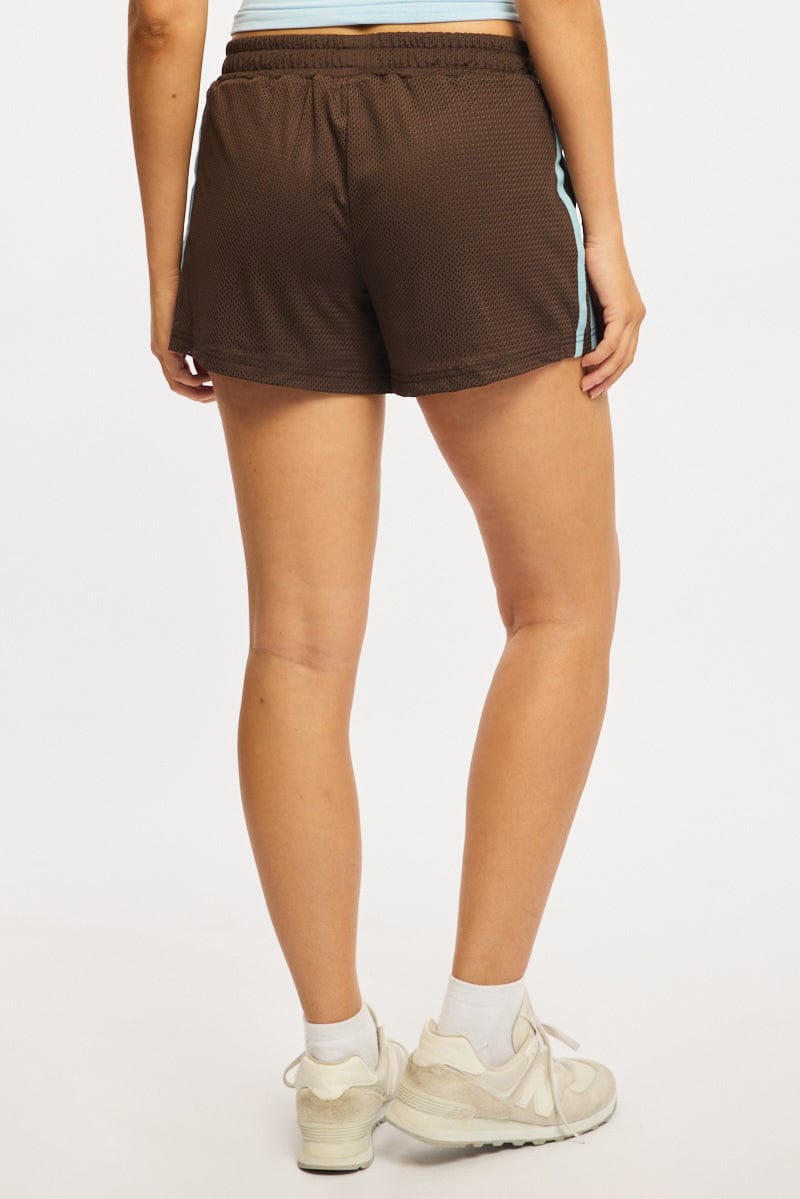 Brown Track Shorts Mesh