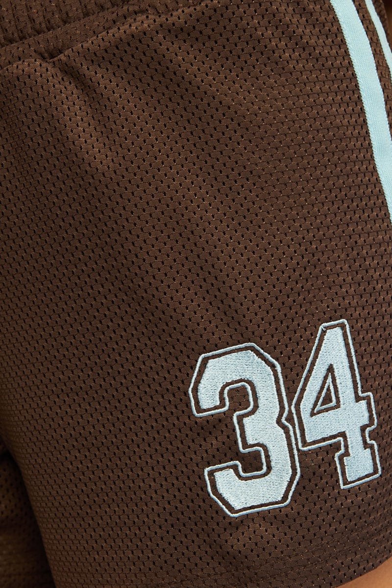 Brown Track Shorts Mesh