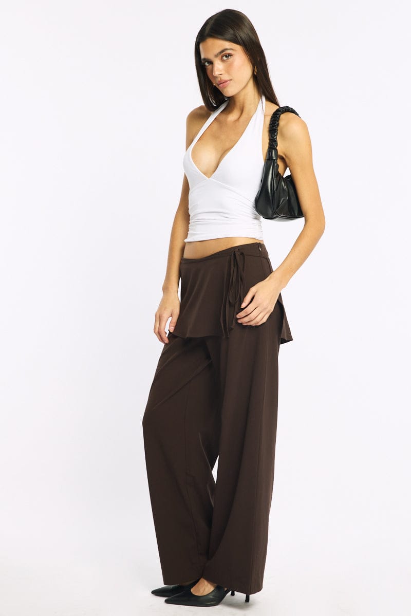 Brown Tie Wrap Pants