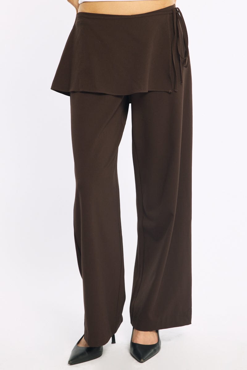 Brown Tie Wrap Pants