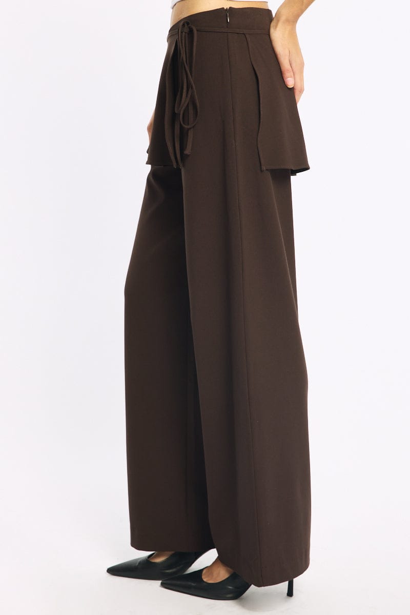 Brown Tie Wrap Pants