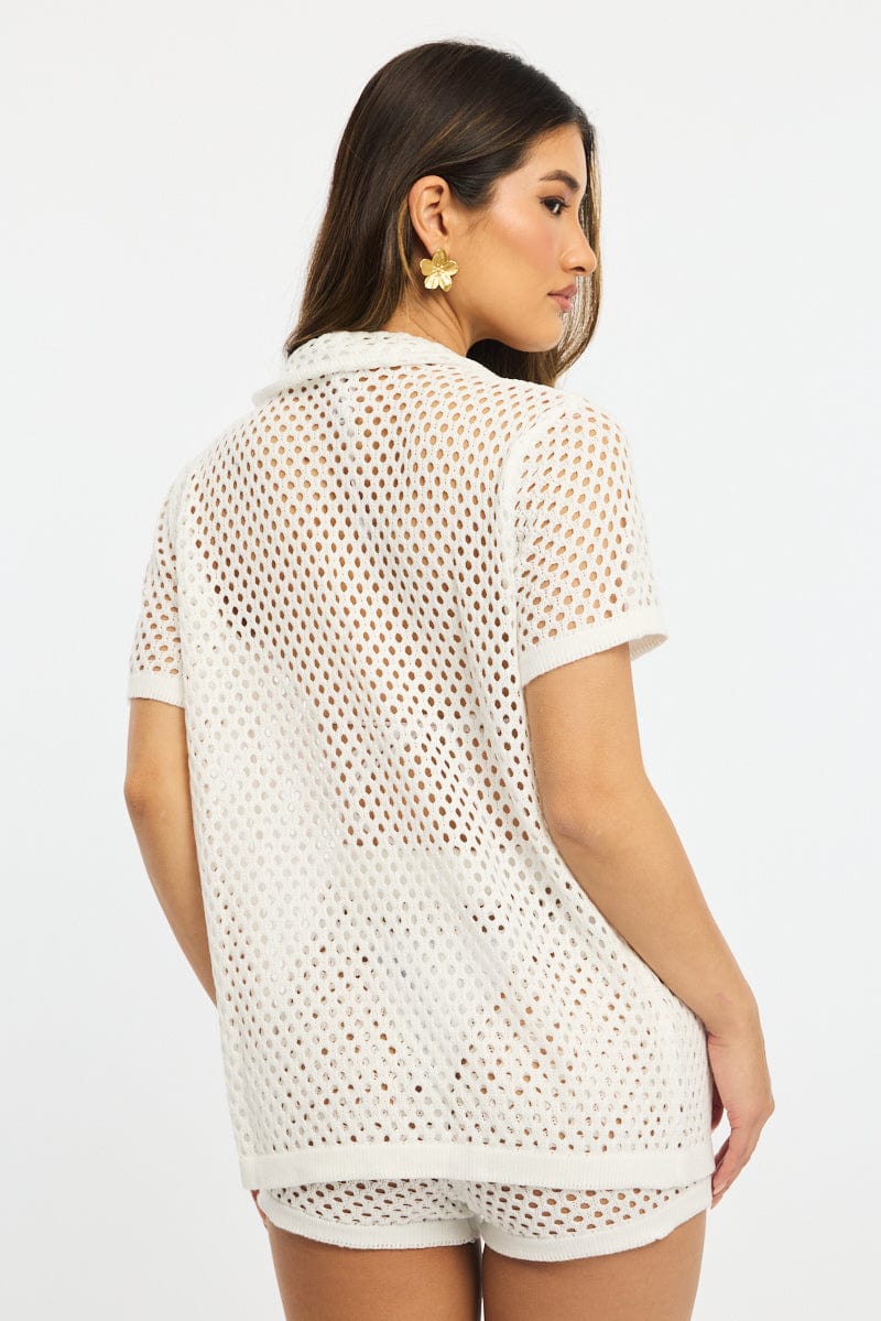White Beach Cover Up Set Shirt And Shorts