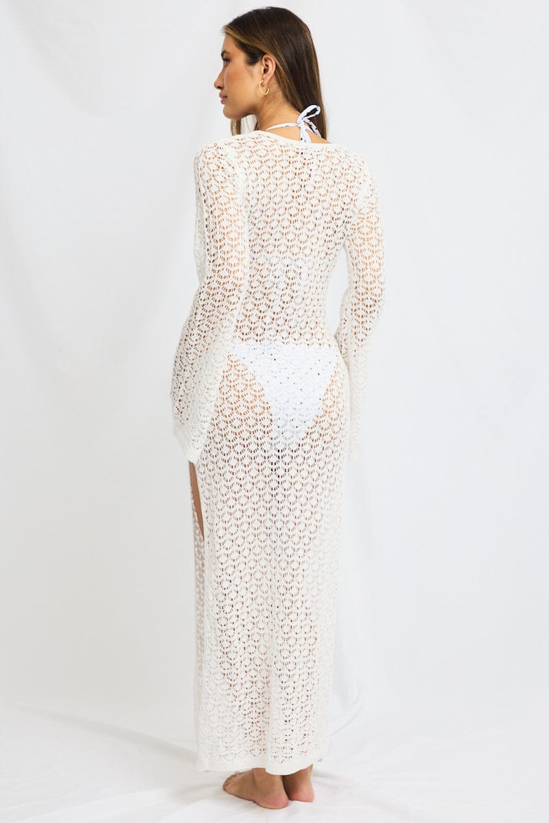 White Cut Out Beach Dress
