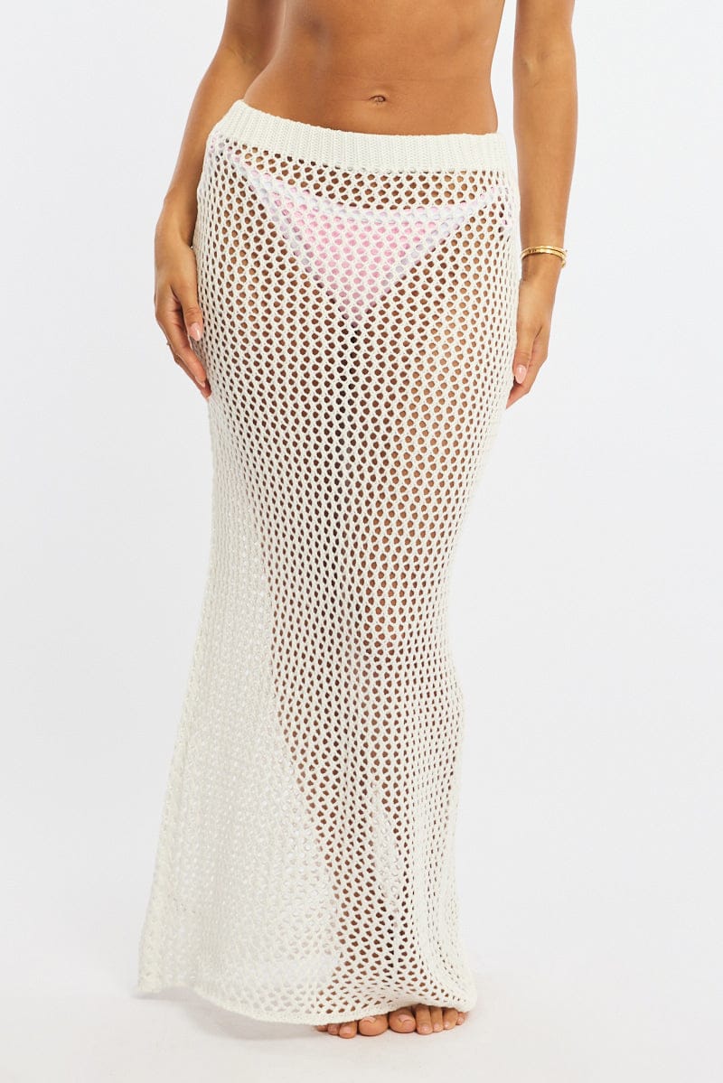 White Crochet Maxi Beach Skirt