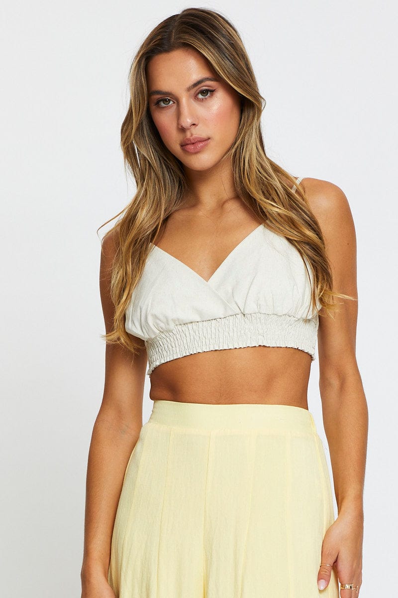 Beige Tank Top Top Crop