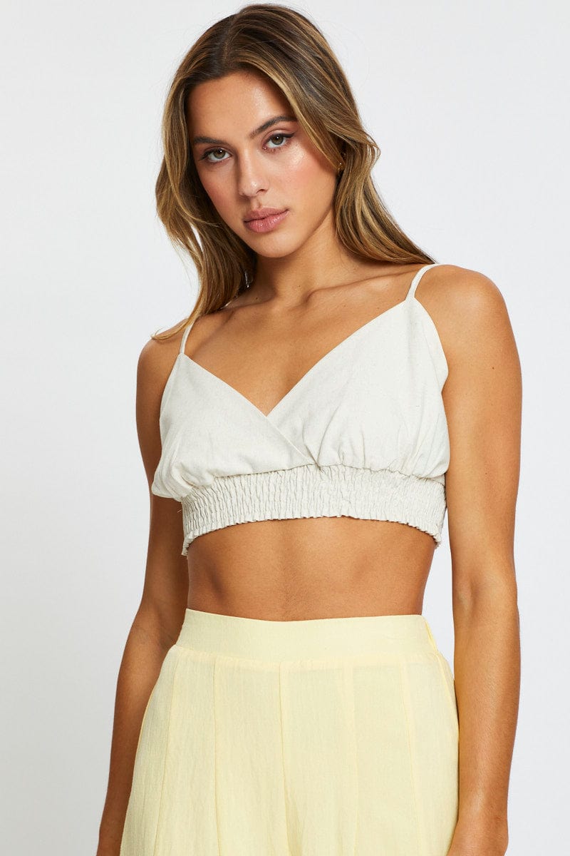 Beige Tank Top Top Crop
