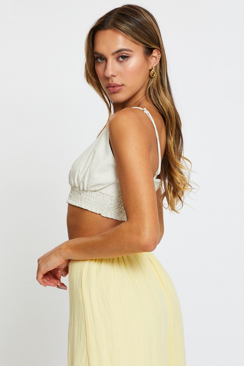 Beige Tank Top Top Crop