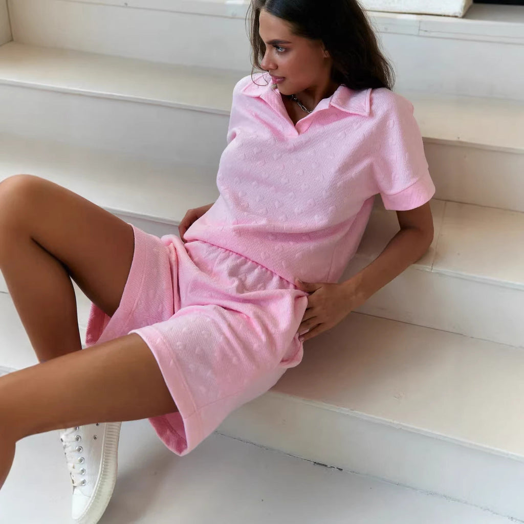 Casual Pullover Long-Sleeve Sweatshirt And Shorts Set