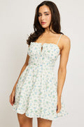 Blue Ditsy Fit And Flare Dress Mini