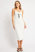 White Knit Dress Tank Top Midi