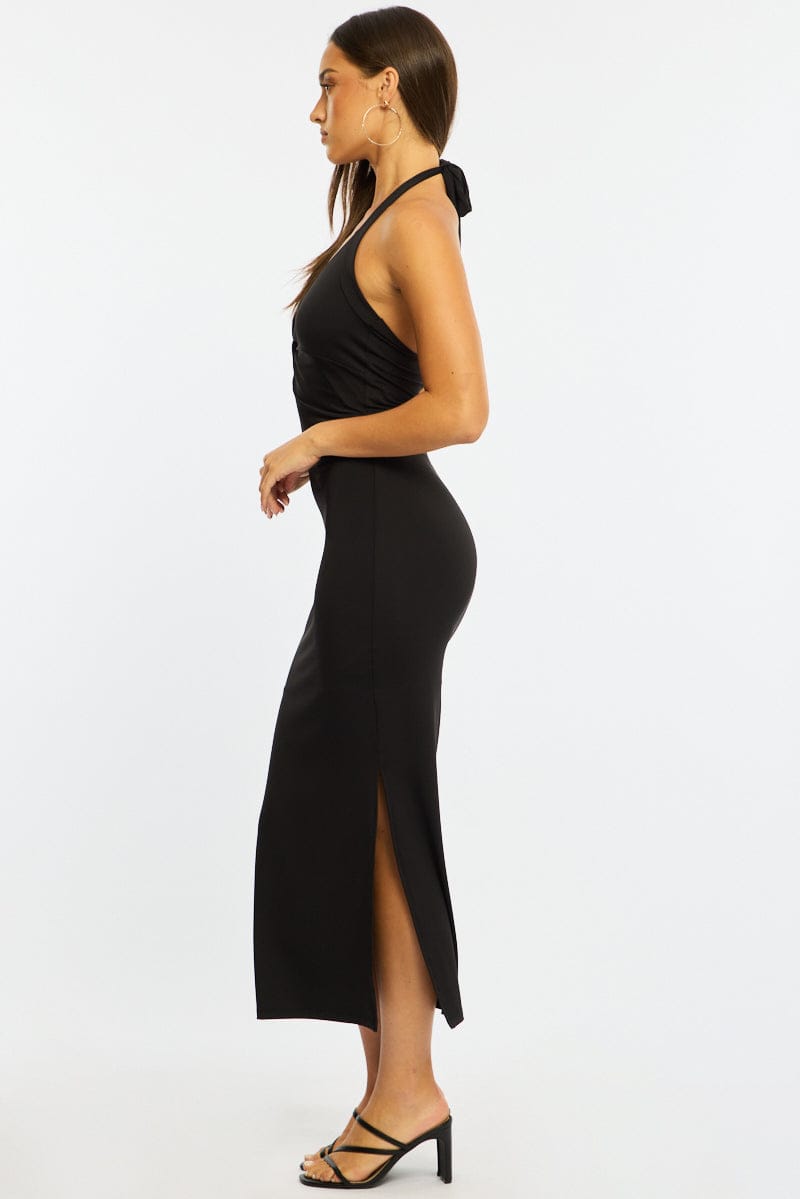 Black Bodycon Dress Halter Neck