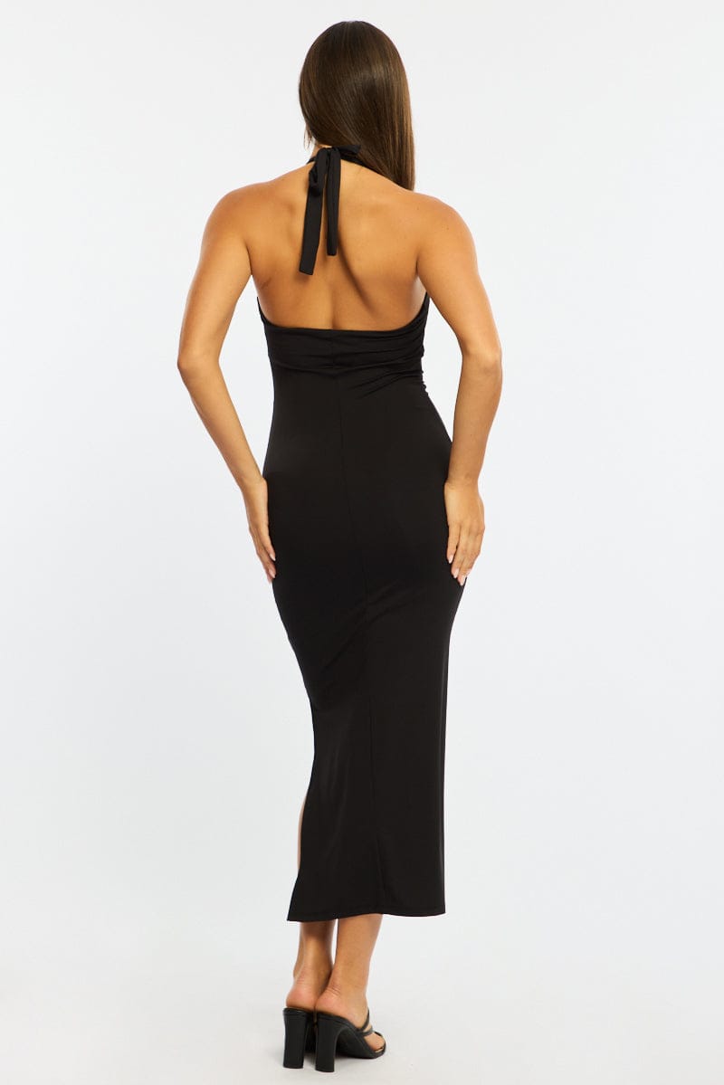 Black Bodycon Dress Halter Neck