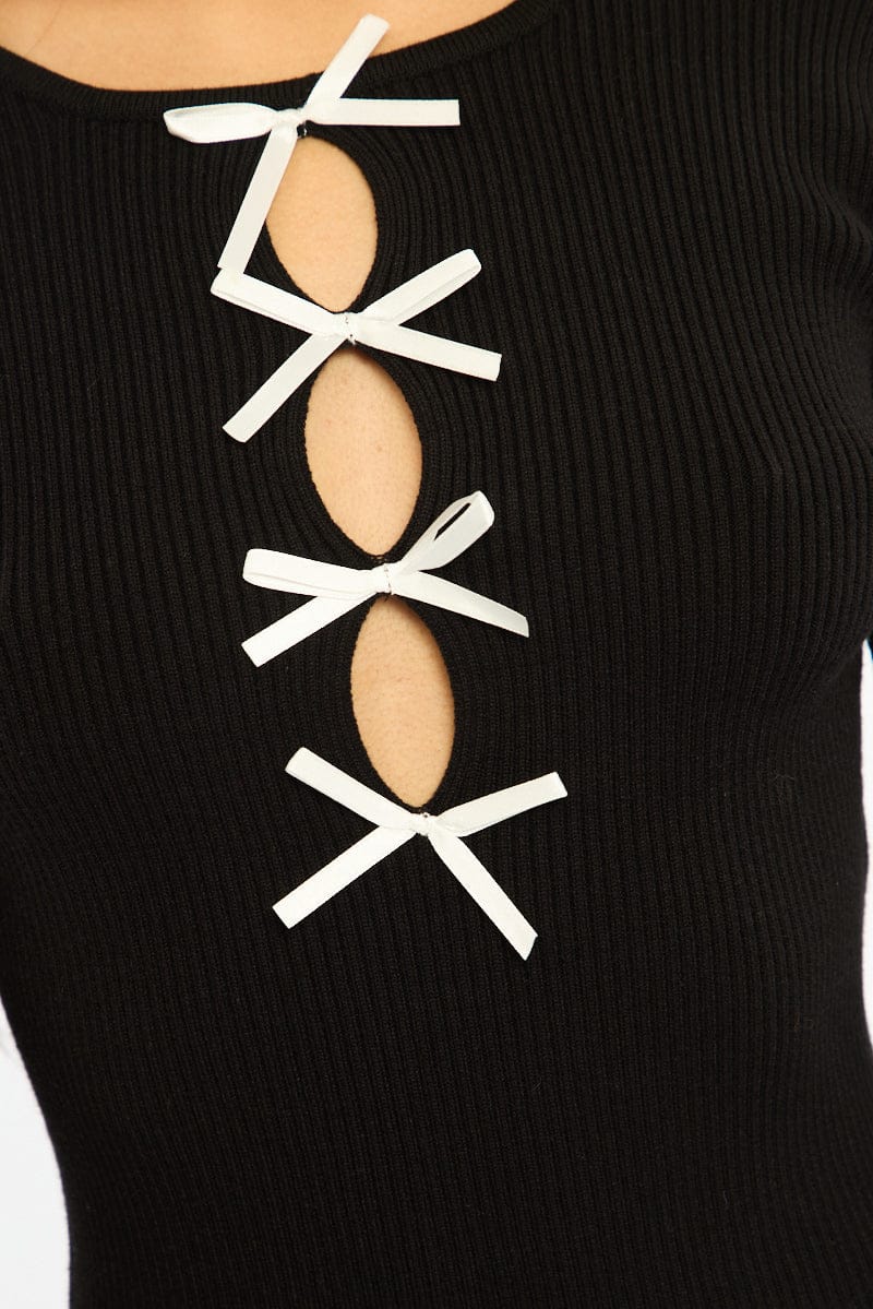 Black Knit Dress Long Sleeve Mini