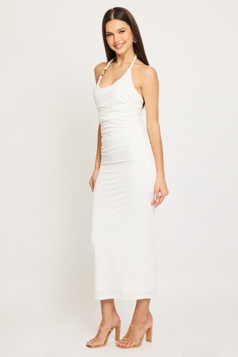 White Bodycon Dress Halter Neck