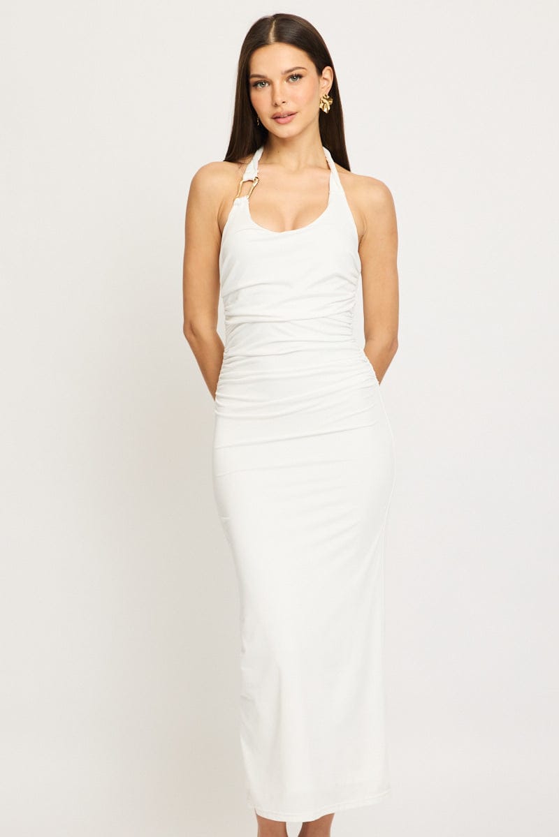 White Bodycon Dress Halter Neck