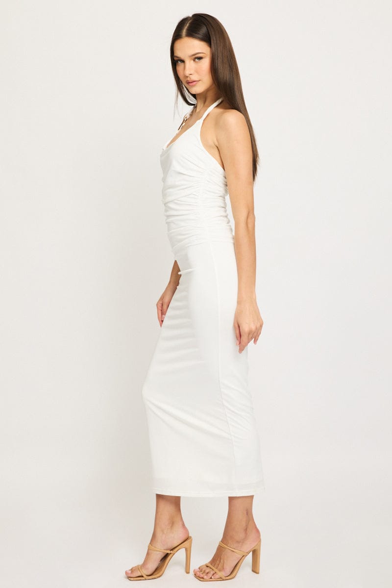 White Bodycon Dress Halter Neck