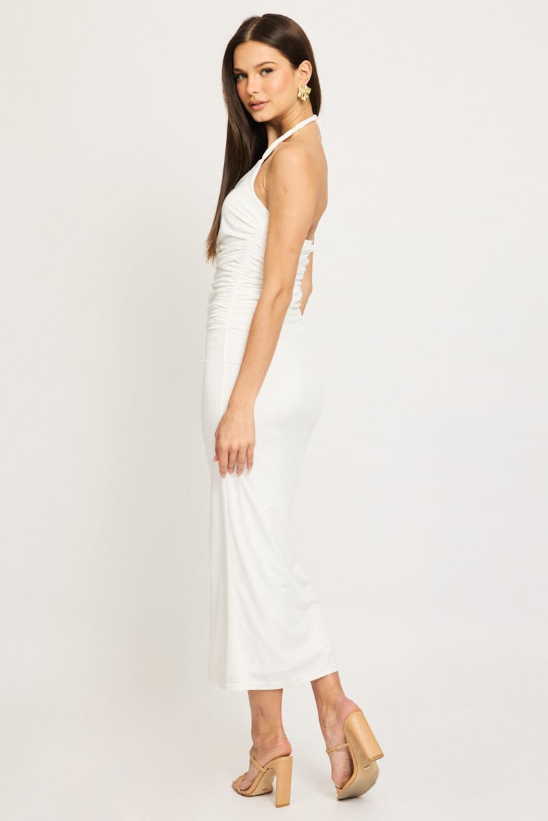 White Bodycon Dress Halter Neck