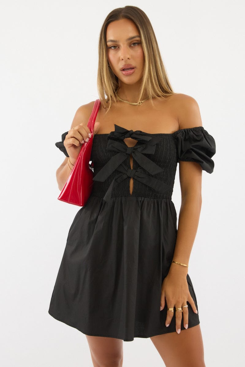 Black Mini Dress Ribbon