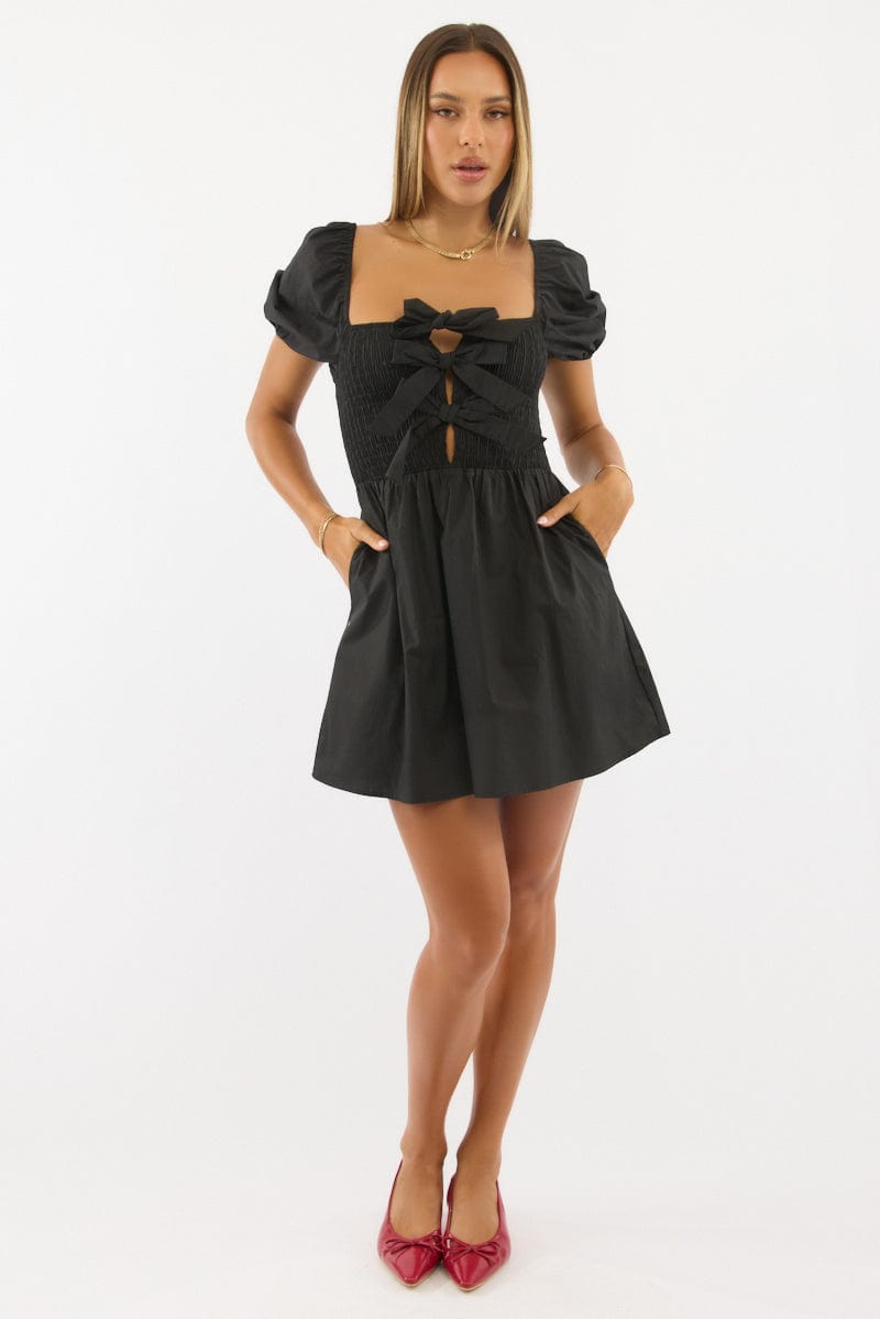 Black Mini Dress Ribbon