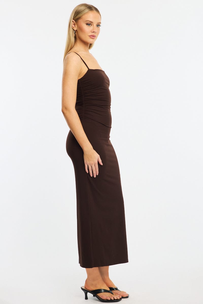 Brown Bodycon Dress Maxi